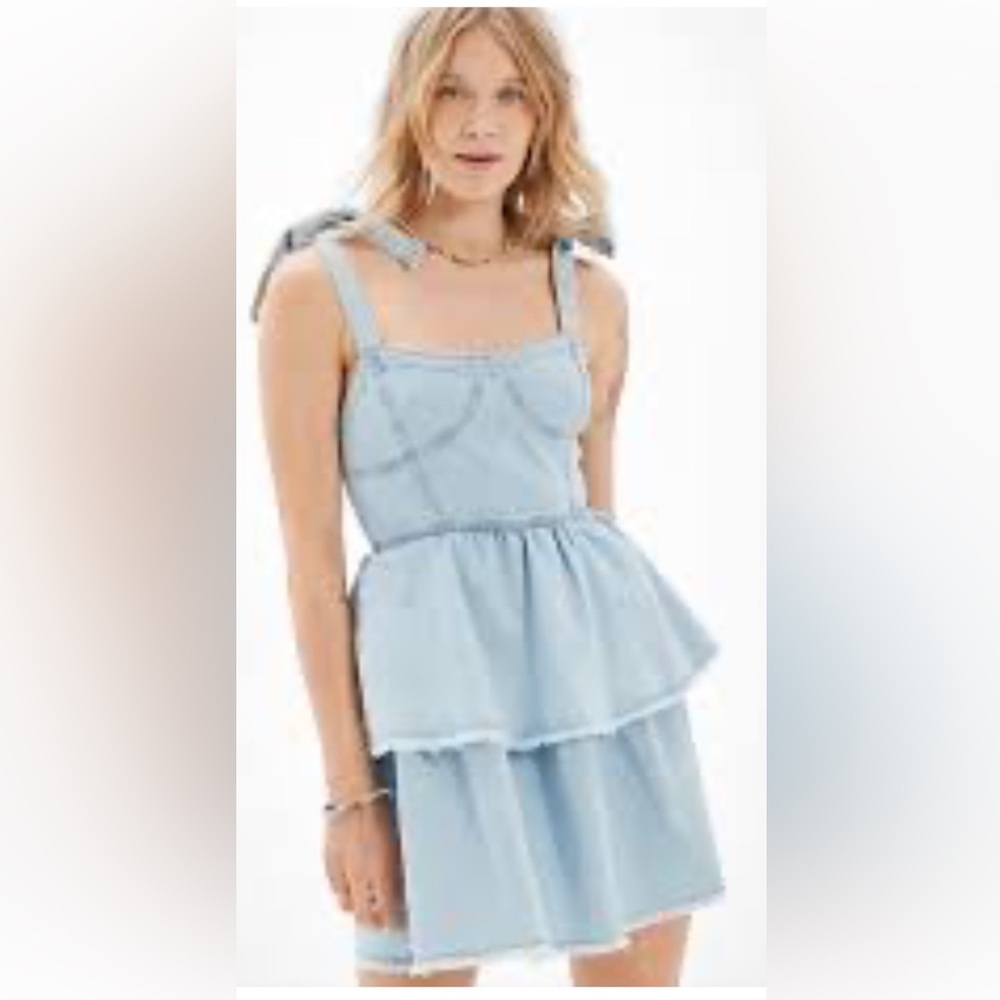 AMERICAN EAGLE Light Blue jean Denim Women’s Corset Dress Size X-Large